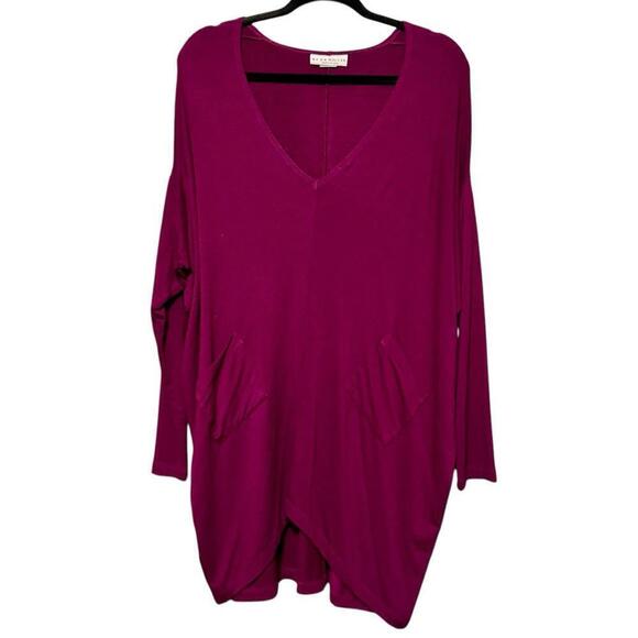 BRYN WALKER Oversized Slouchy Purple/Deep Magenta Batwing Drop Shoulder Tunic - Picture 1 of 8